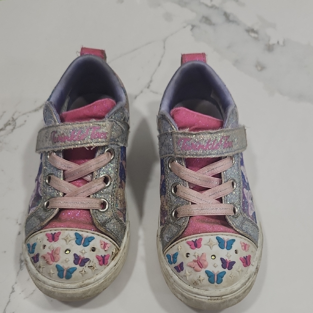 Sparkly Pink and Silver Kids Sneakers